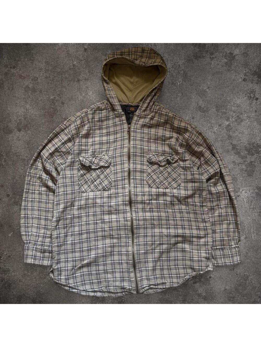 Fire Vintage Route 66 plaid cotton flannel zip up jacket